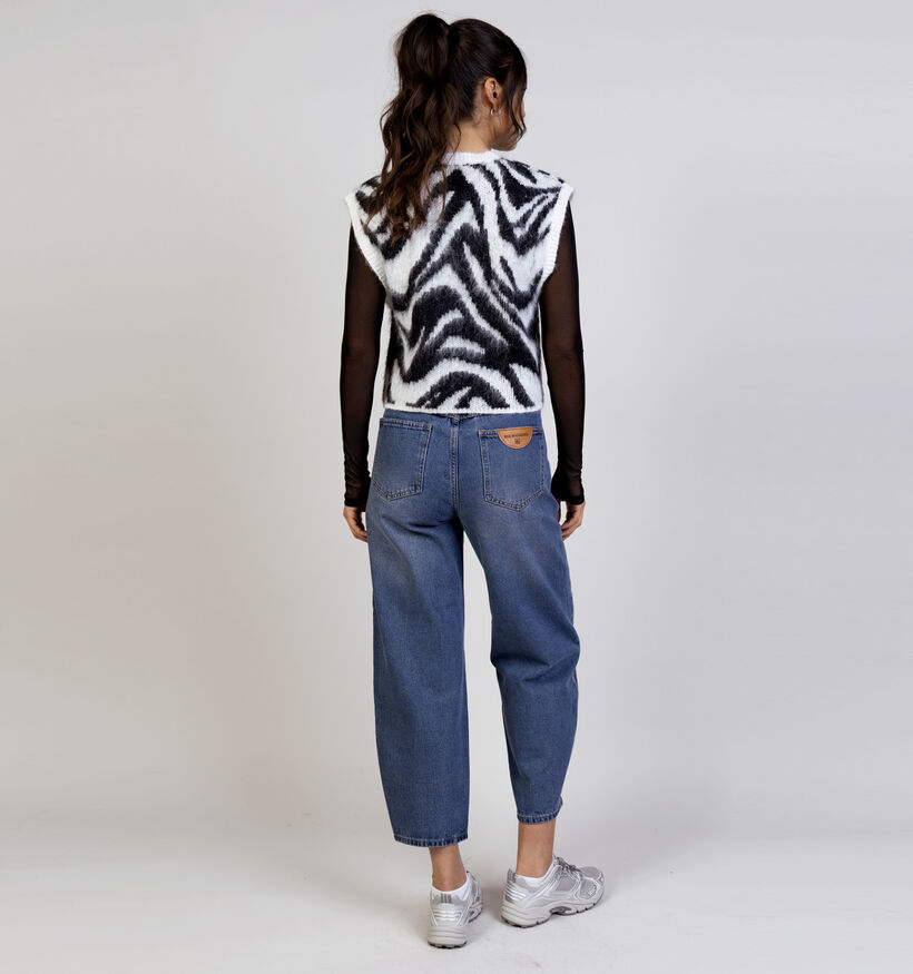 Pieces Mynthe Zebra Pull sans manches en Noir pour femmes (365629)