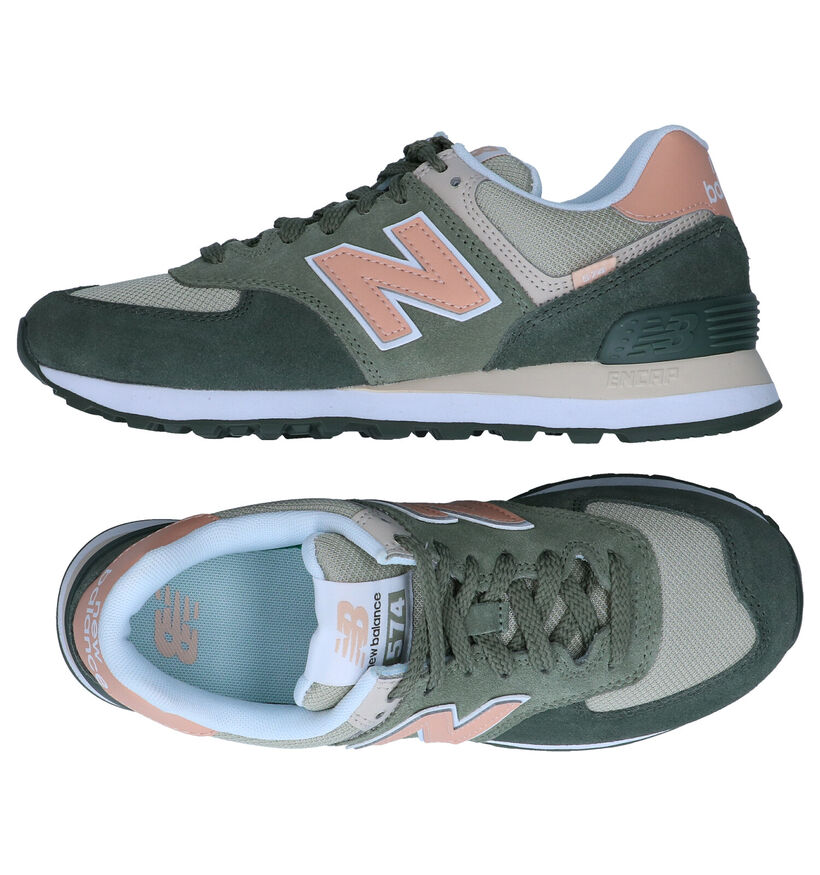New Balance WL574 Baskets en rose en cuir (293644)