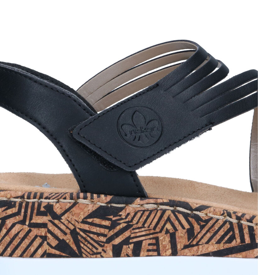 Rieker Sandales compensées en Noir pour femmes (339101)