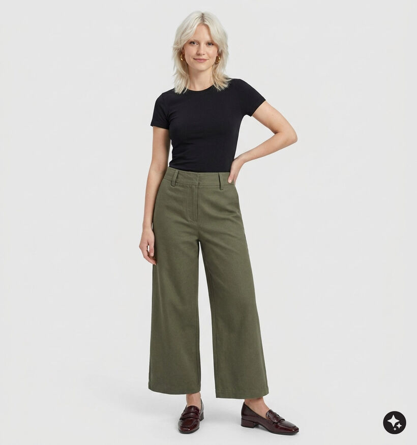 Vero Moda Sofia Barrel Pantalon classique en Vert fonc&eacute; pour femmes (377601)