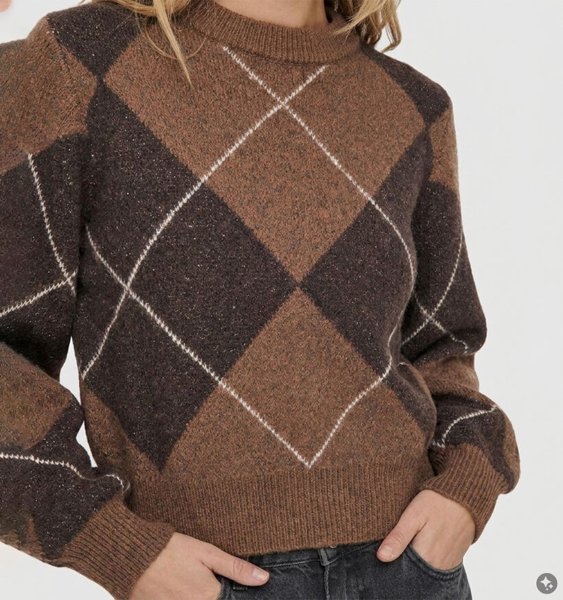 Vero Moda Darla Donkerbruine Geruite Trui voor dames (379678)