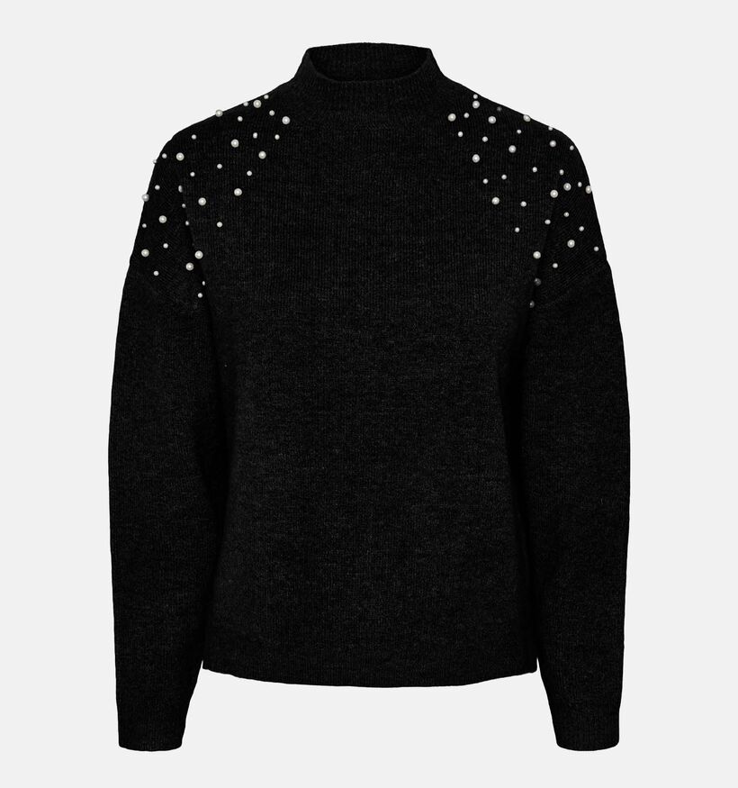 Pieces Pearla Zwarte Trui met parels voor dames (333228)