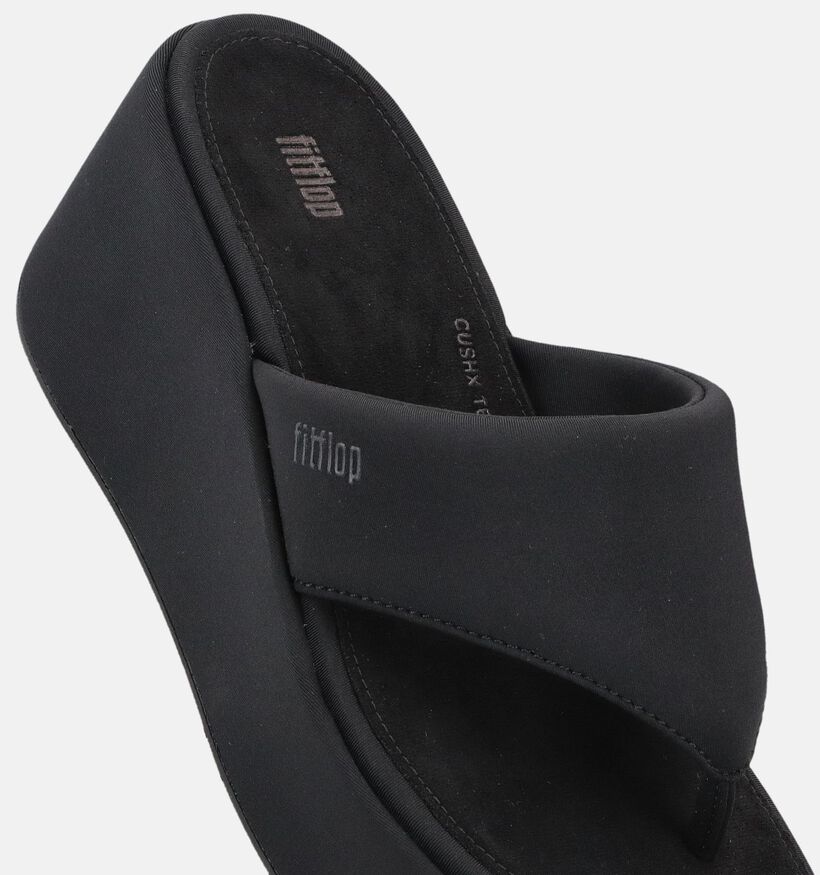 FitFlop Platform Wedge Toe-Post Zwarte Teenslippers voor dames (368673)
