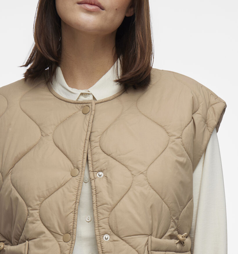 Vila Sibiria Beige Korte gewatteerde bodywarmer voor dames (351816)