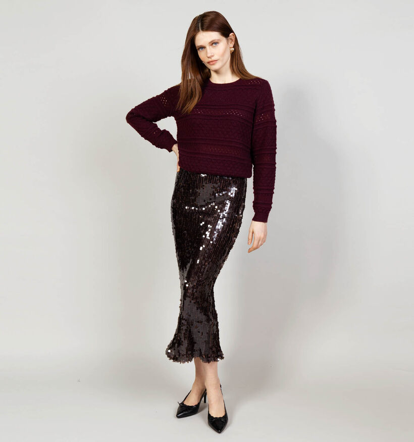 JDY Cathy Sequins Jupe longue en Bordeaux pour femmes (365966)