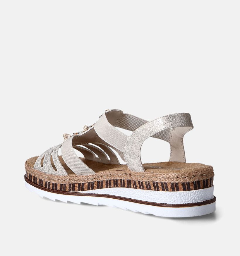 Rieker Sandales talon compensé en Or pour femmes (354938)