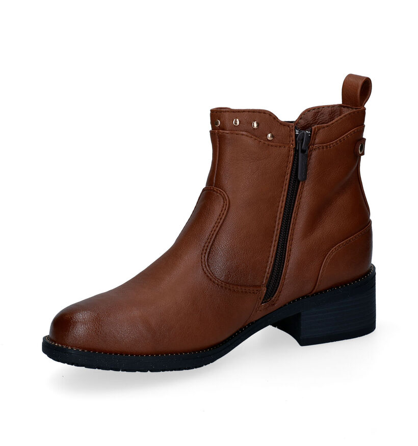 Mustang Bottines plates en Cognac en simili cuir (298101)