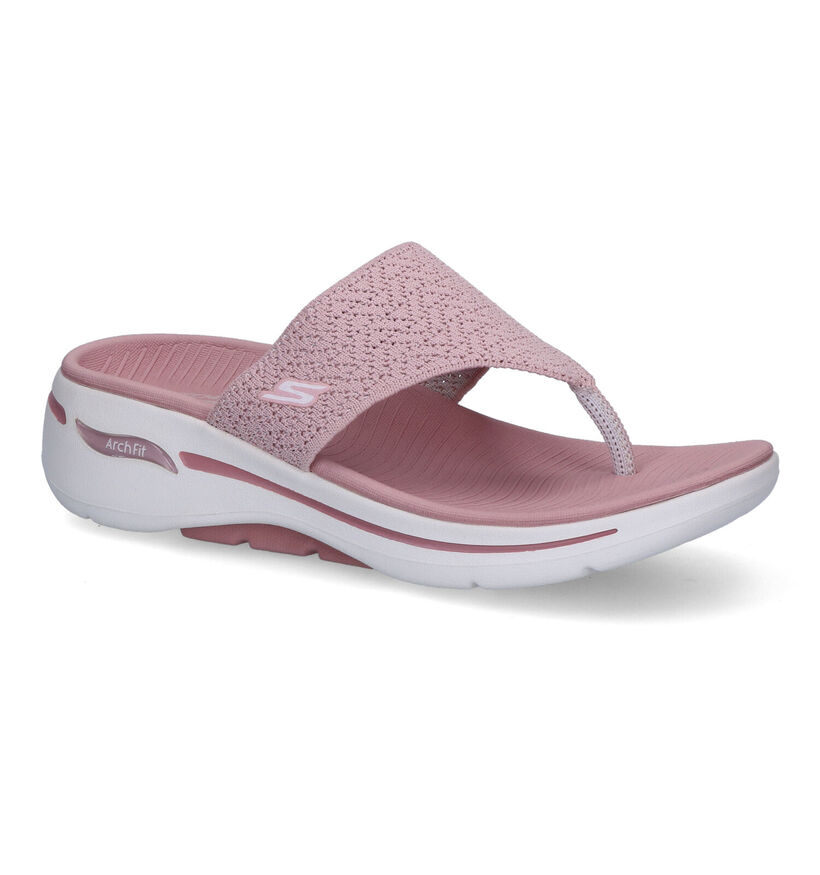 Skechers Go Walk Arch Fit Ecru Teenslippers voor dames (322945)