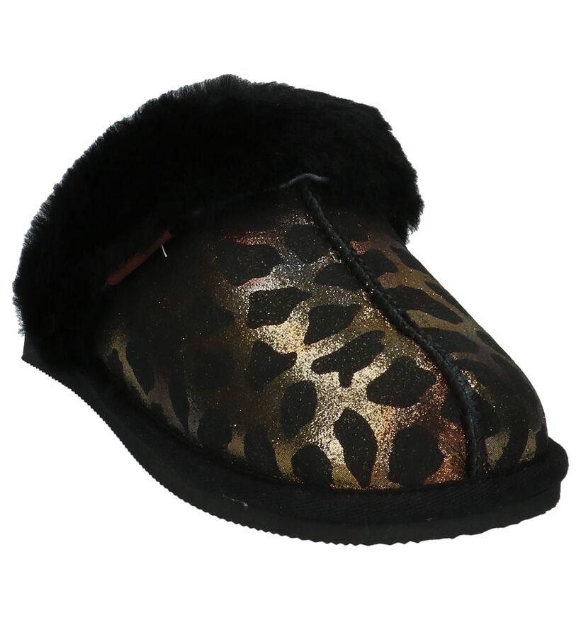 Gabor Zwarte Luipaardprint Pantoffels, , pdp
