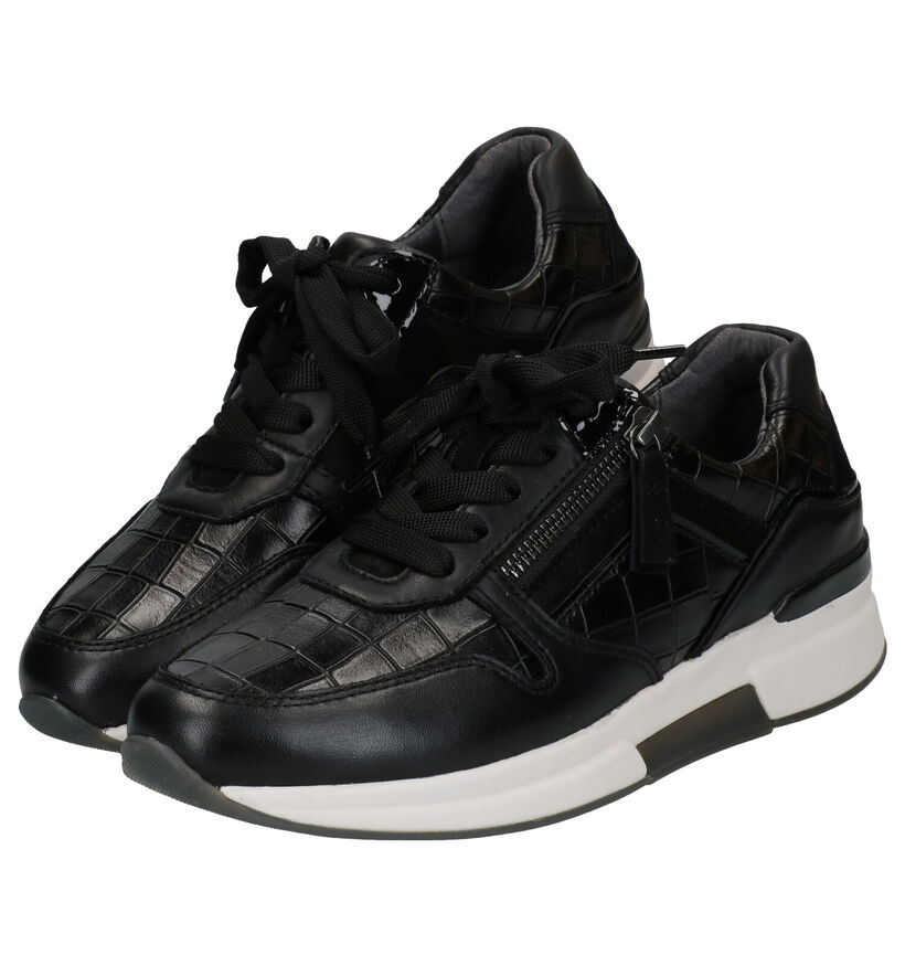 Gabor Rollingsoft Zwarte Veterschoenen in leer (282347)