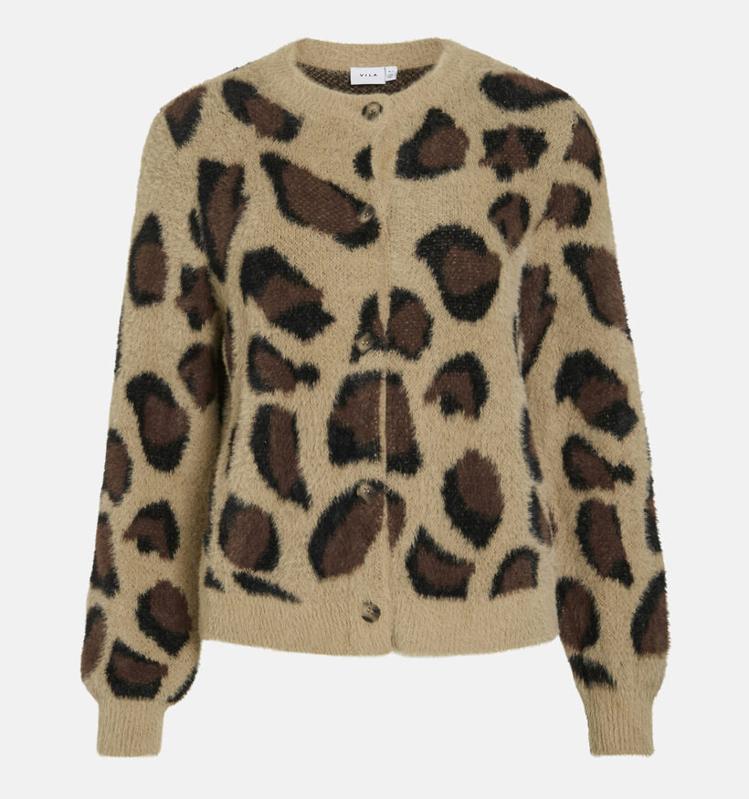Vila Helly Brown Leo Beige Cardigan voor dames (361596)