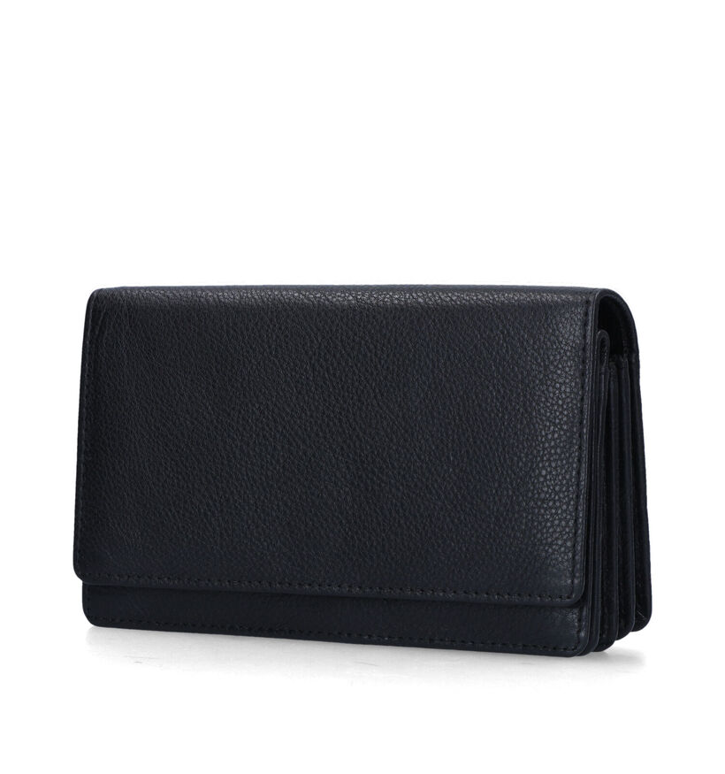Euro-Leather Porte-monnaies zippé en Noir pour femmes (365193)