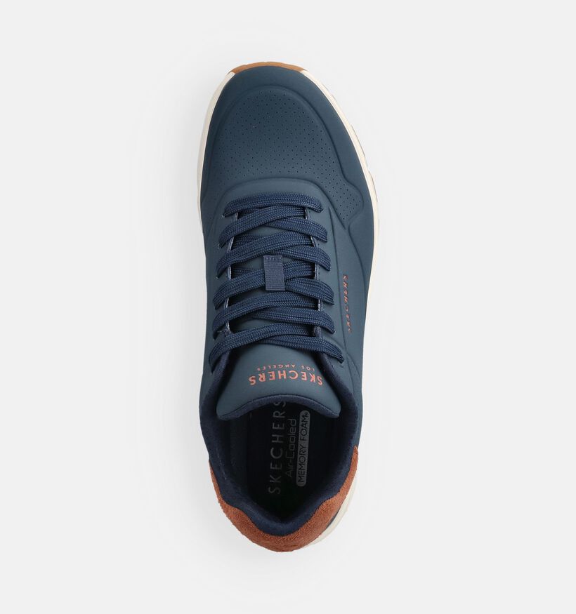 Skechers Uno Suited On Air Baskets basses en Bleu fonc&eacute; pour hommes (375633) - pour semelles orthop&eacute;diques