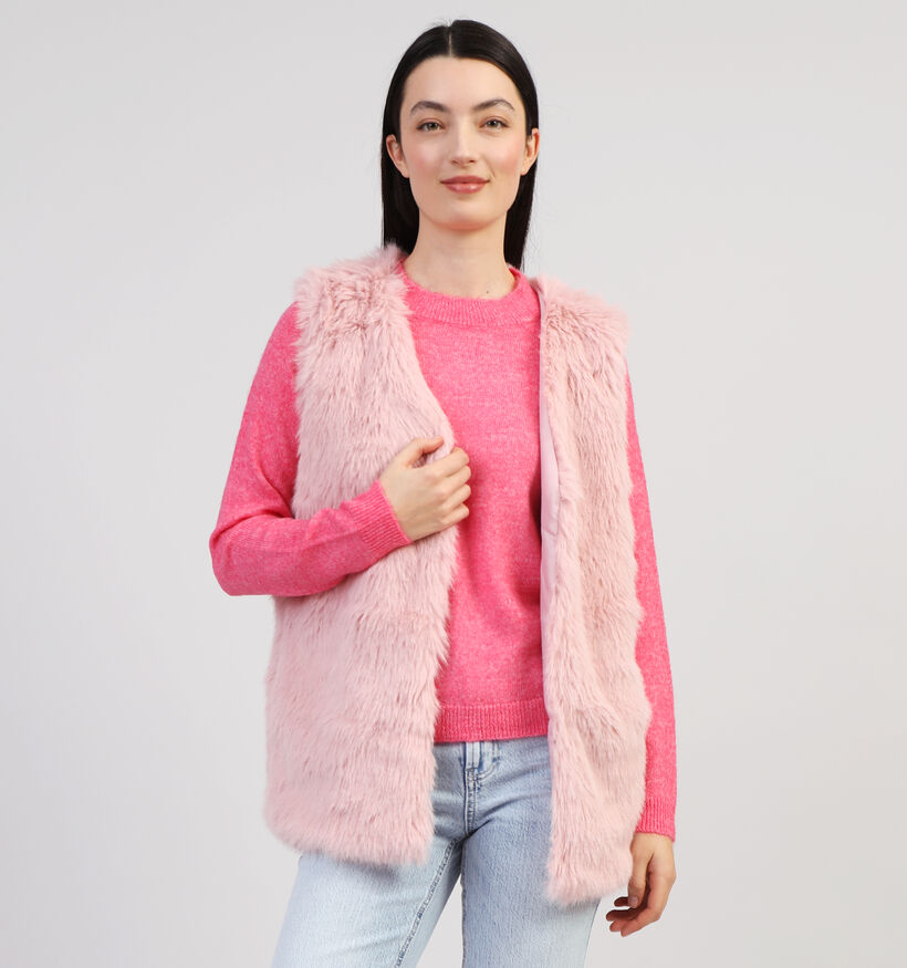 Dolce C. Roze Fluffy Bodywarmer voor dames (358488)