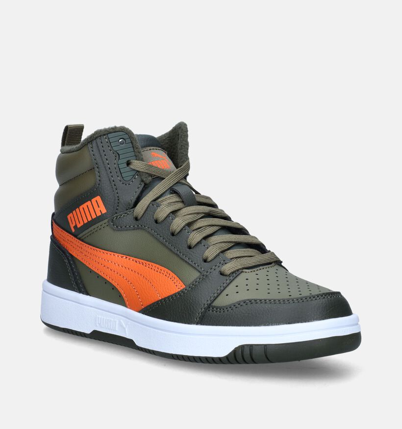 Puma Rebound v6 Baskets en Vert Kaki pour garçons (342848)