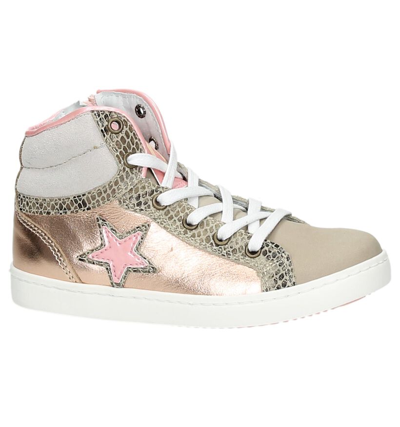 Roze Kanjers Hoge Sneakers in leer (159492)