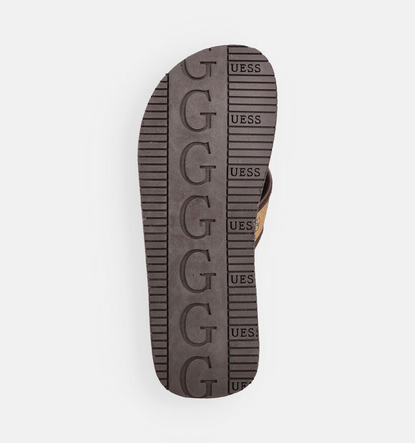 Guess Dingle Tongs en Marron pour hommes (369912)