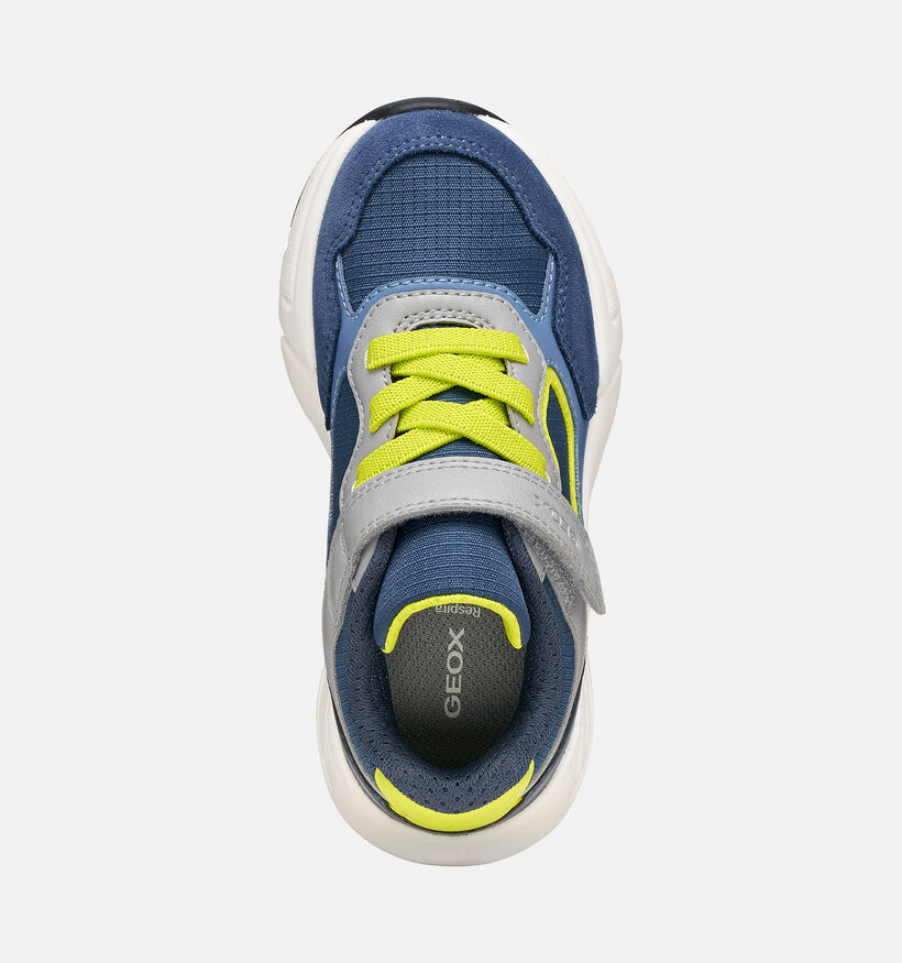 Geox Loftus Denim Baskets basses en Bleu pour gar&ccedil;ons (377726) - pour semelles orthop&eacute;diques