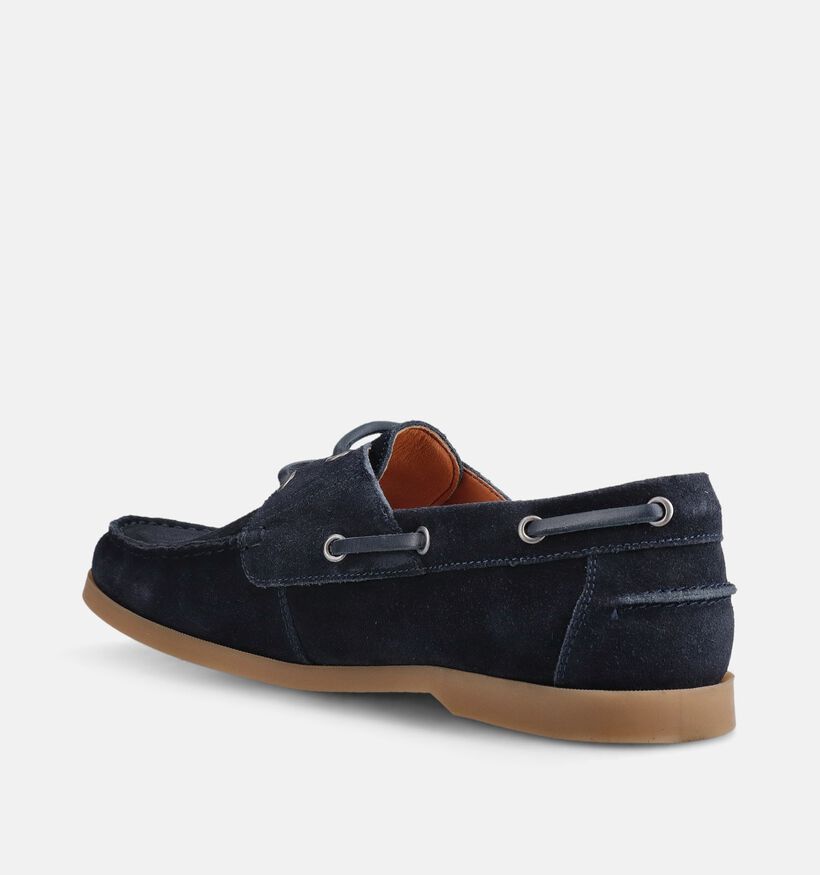 Via Borgo Chaussures bateau en Bleu fonc&eacute; pour hommes (373691)