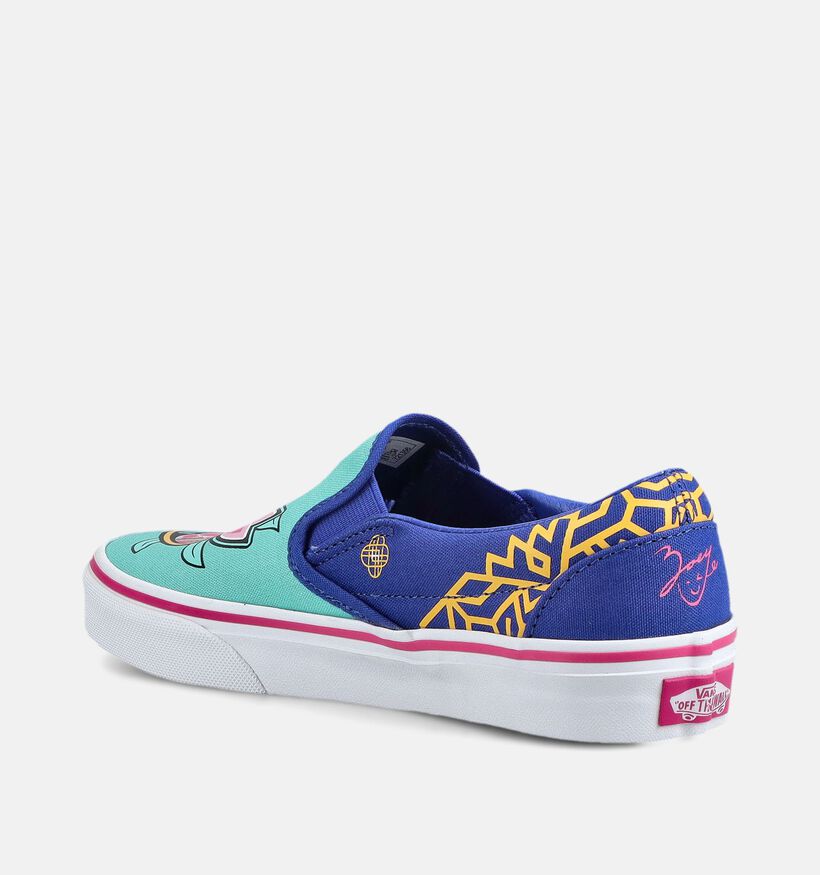 Vans Classic Slip-On x KPop Demon Hunters Blauwe/Turquoise Sneakers voor jongens, meisjes (381692)