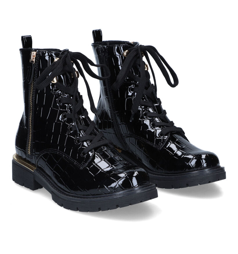 Jana Boots à lacets en Noir en simili cuir (315169)