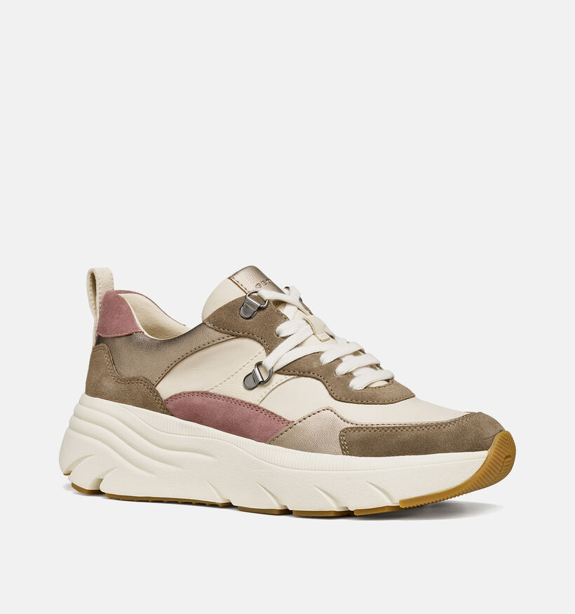 Geox Diamanta Baskets en Beige fonc&eacute; pour femmes (376387) - pour semelles orthop&eacute;diques