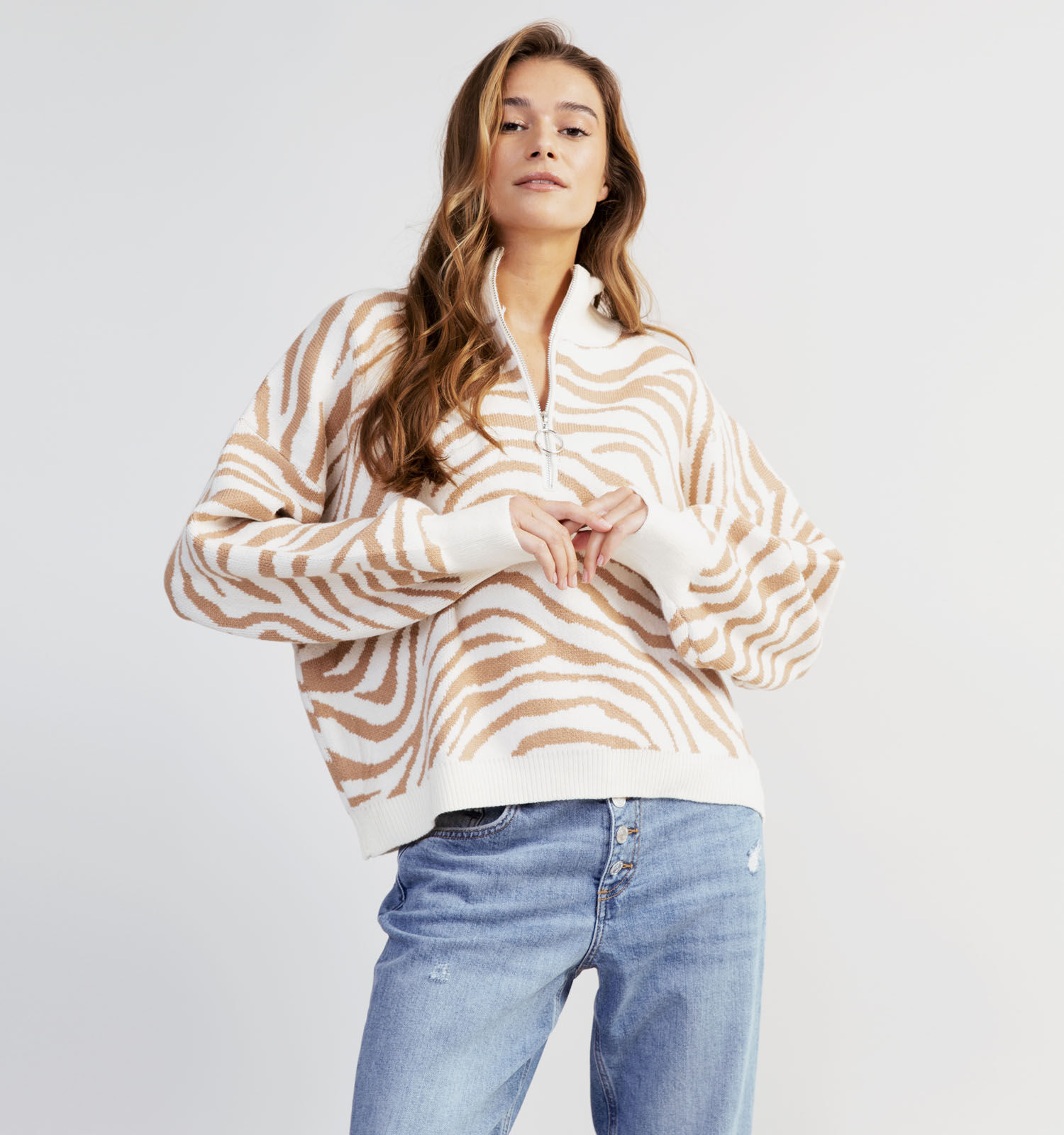 Millenium Beige Oversized Trui Dames Truien Online op TORFS.BE