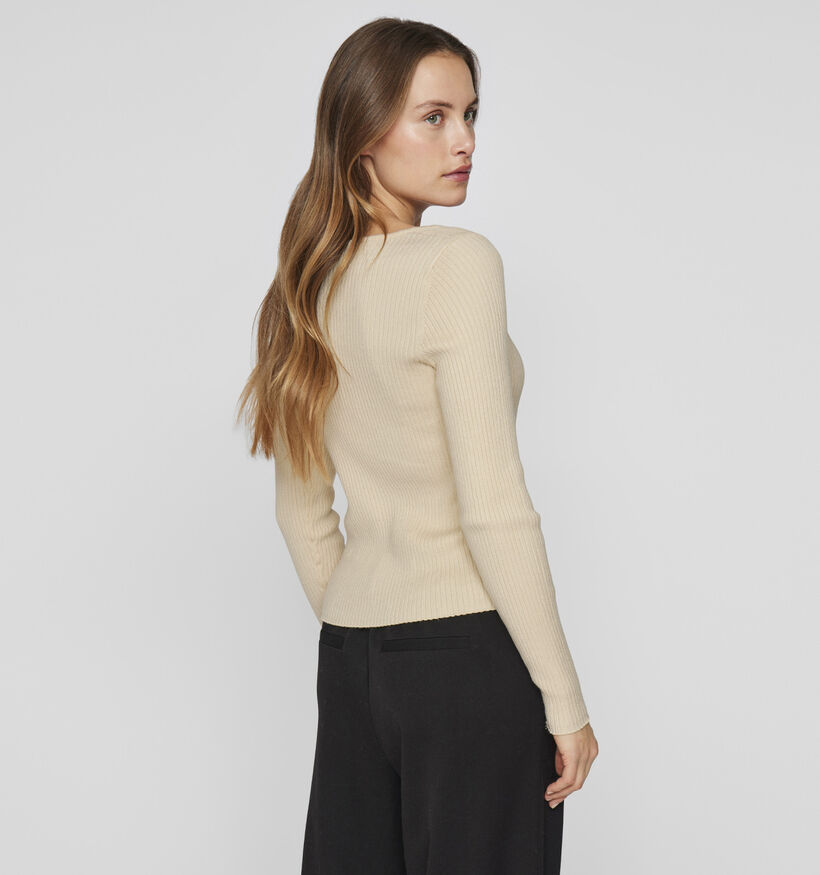 Vila Nelly T-shirt manches longues en Beige pour femmes (351805)