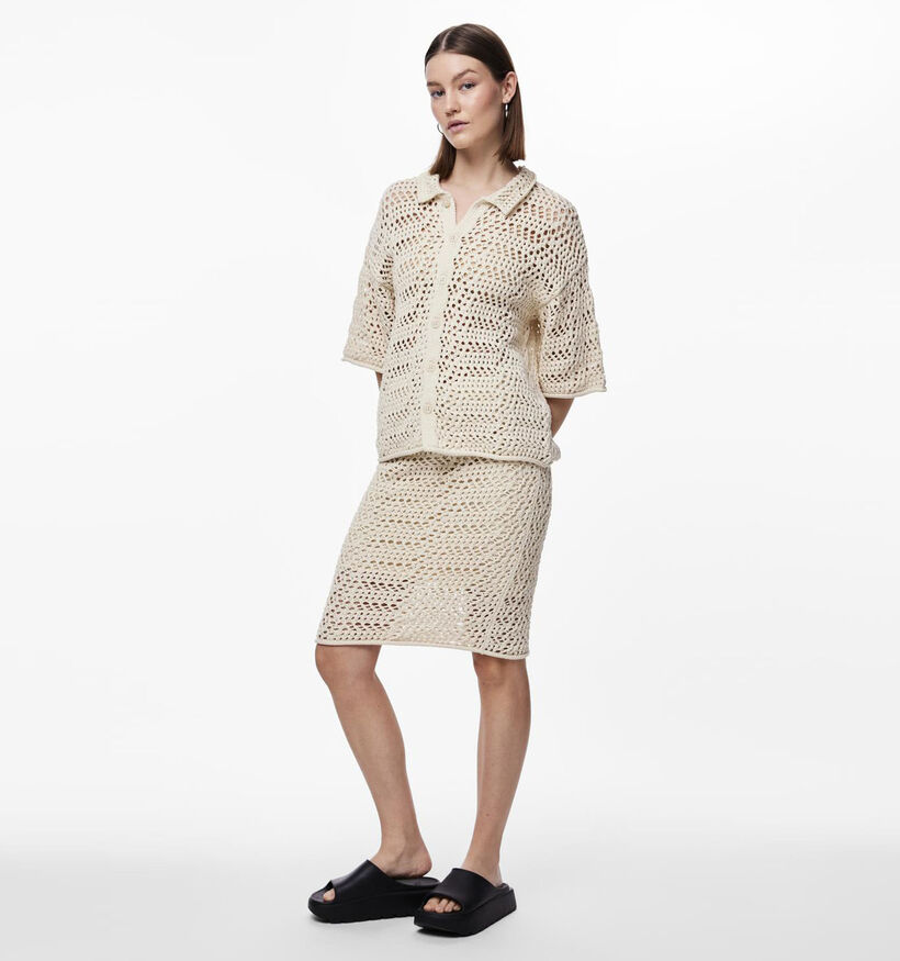 Pieces Aia Pull crocheté en Beige pour femmes (342004)