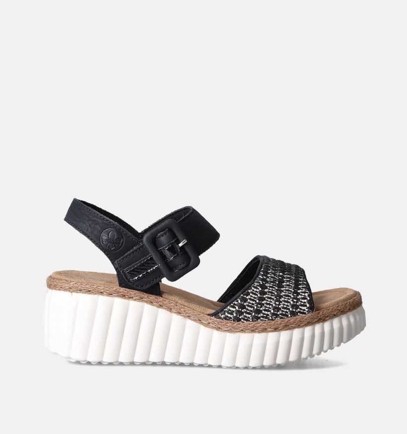 Rieker Zwarte Sandalen met Sleehak voor dames (354991)