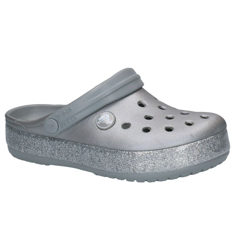 Crocs Crocband Glitter Zilveren Slippers in kunststof (255719)