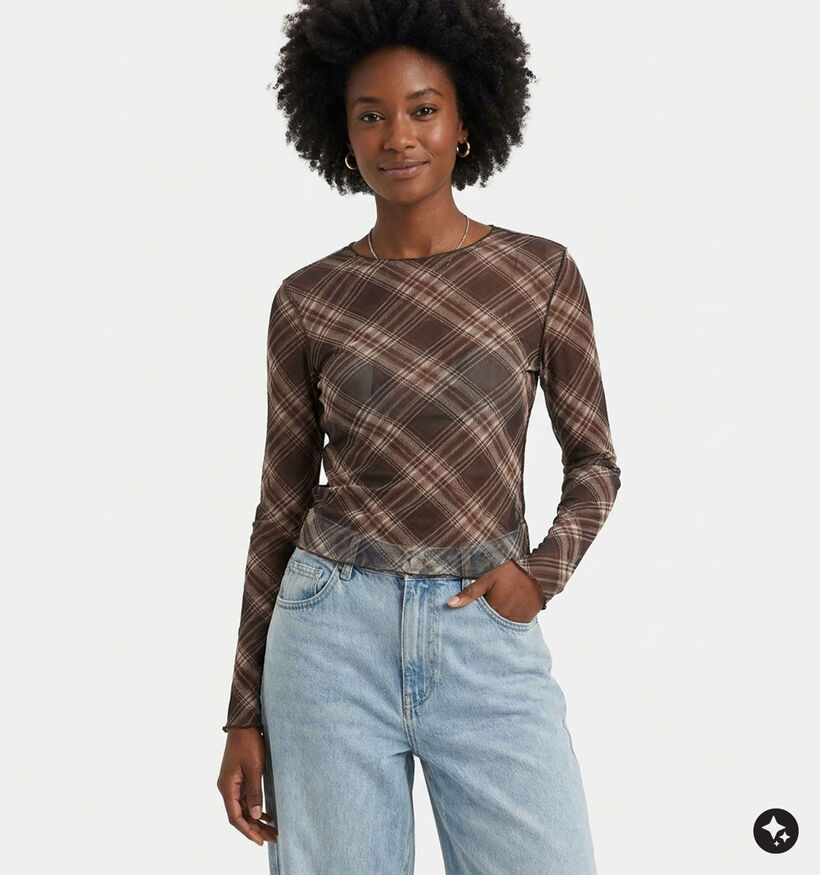 Desires Tilly Mesh Bruine Top voor dames (379176)