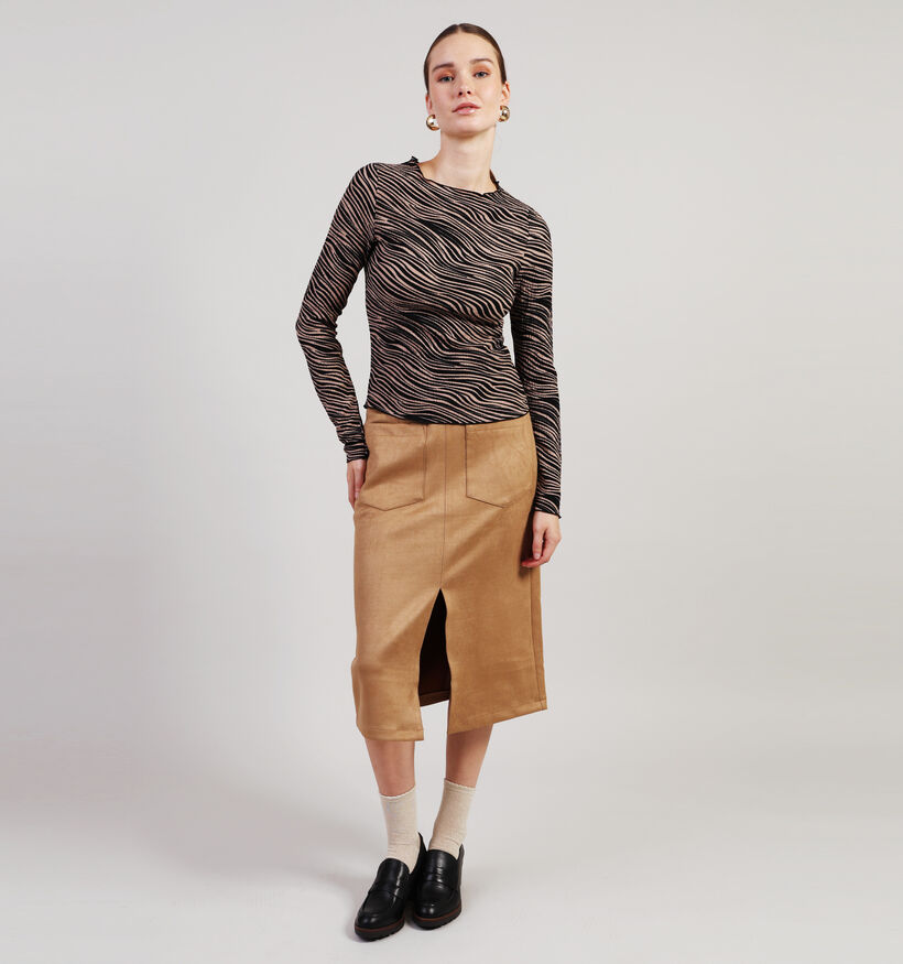 Vero Moda Curve Friga T-shirt en Noir/Ecru pour femmes (364517)