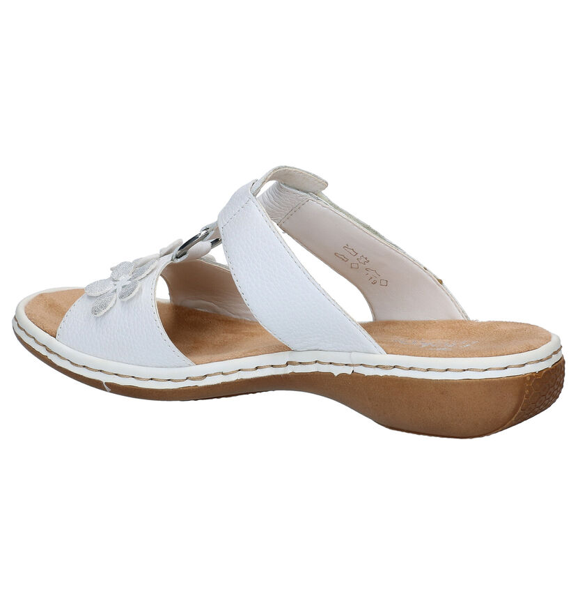 Rieker Nu-pieds plates en Blanc en cuir (287730)