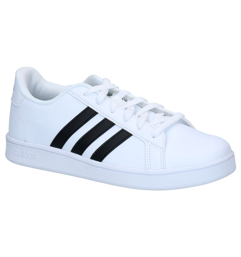 adidas Grand Court K Baskets en Blanc pour garçons (307966) - pour semelles orthopédiques