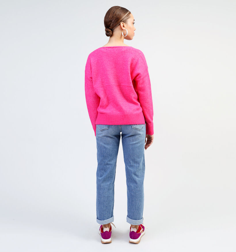 Vero Moda Philine V-neck Pull en Fuchsia pour femmes (335327)