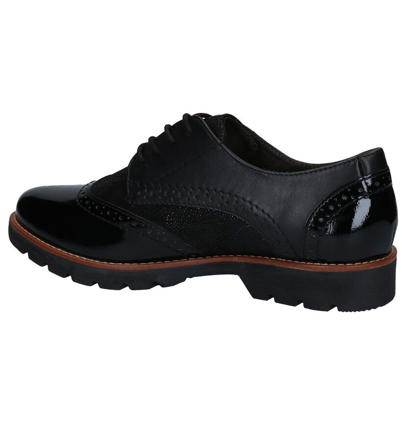 Jana Chaussures à lacets en Noir en cuir (280904)