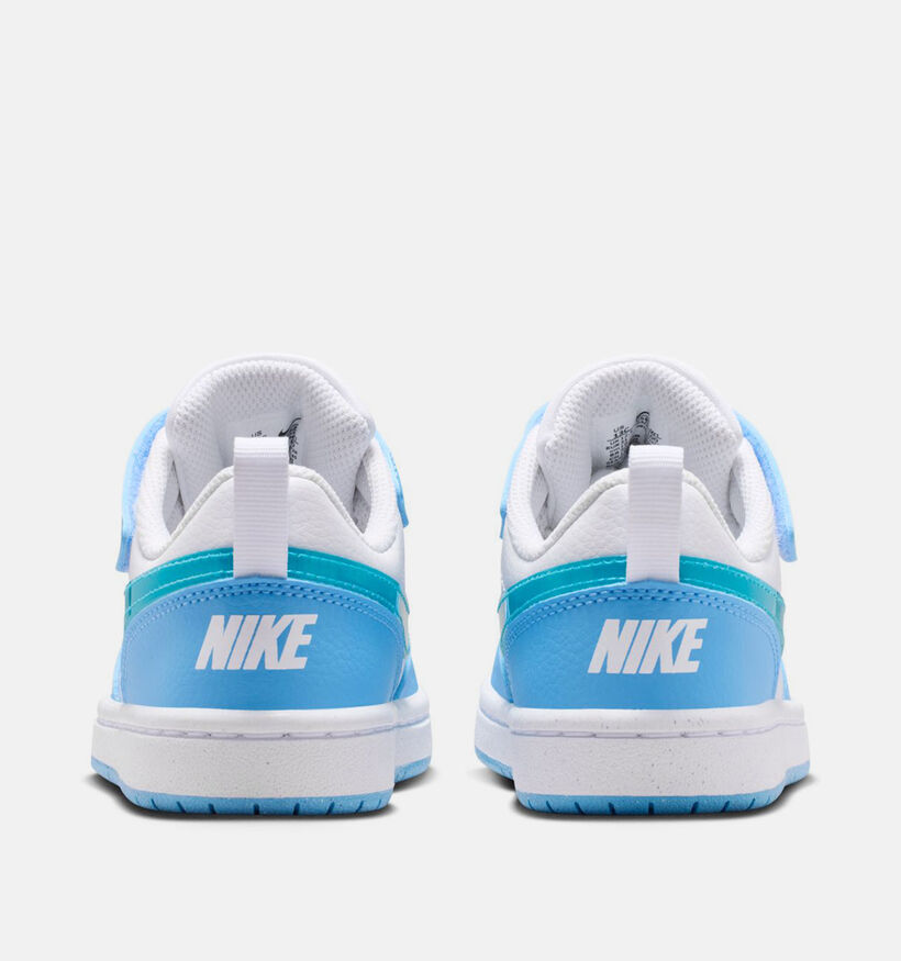 Nike Court Borough Low Baskets basses en Bleu/Blanc pour filles, gar&ccedil;ons (377300)