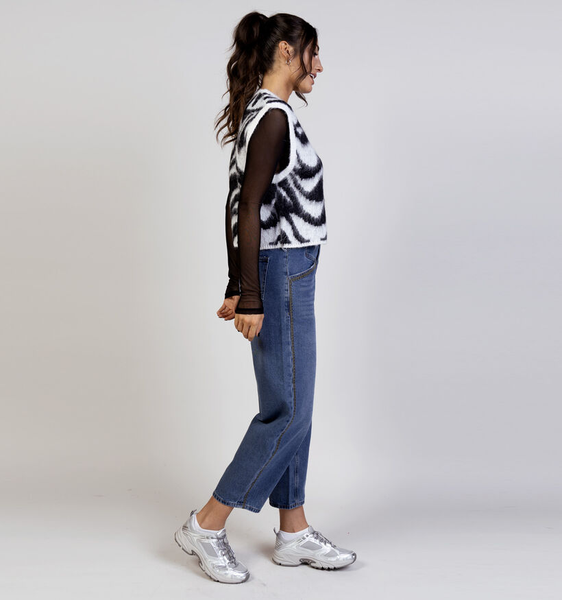 Pieces Mynthe Zebra Pull sans manches en Noir pour femmes (365629)