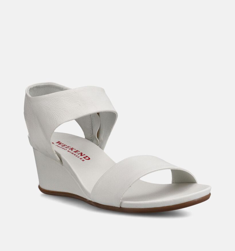 Weekend Sandales compens&eacute;es en Blanc pour femmes (373643)