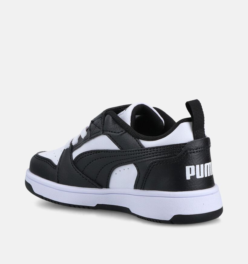 Puma Rebound V6 Baskets en Noir/Blanc pour filles, gar&ccedil;ons (366648) - pour semelles orthop&eacute;diques