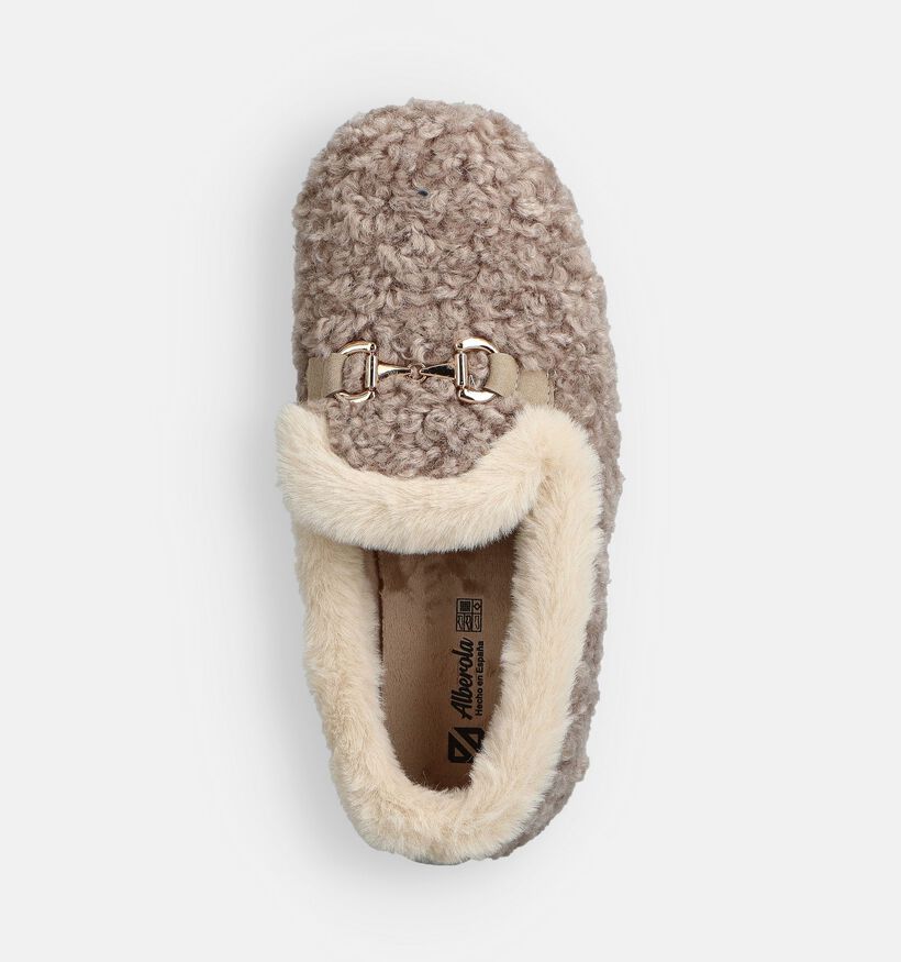 Alberola Taupe Teddy Pantoffels voor dames (375962)