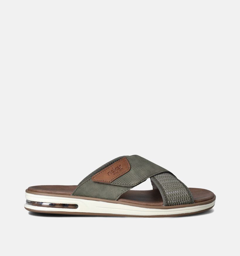Rieker Nu-pieds casual en Vert kaki pour hommes (354835)