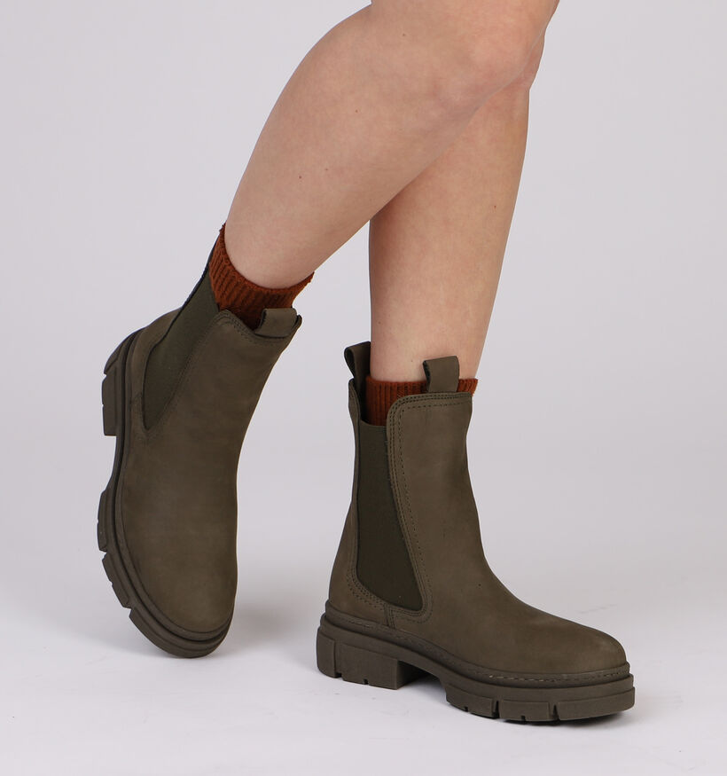 Tamaris Touch it Kaki Chelsea Boots in nubuck (297115)