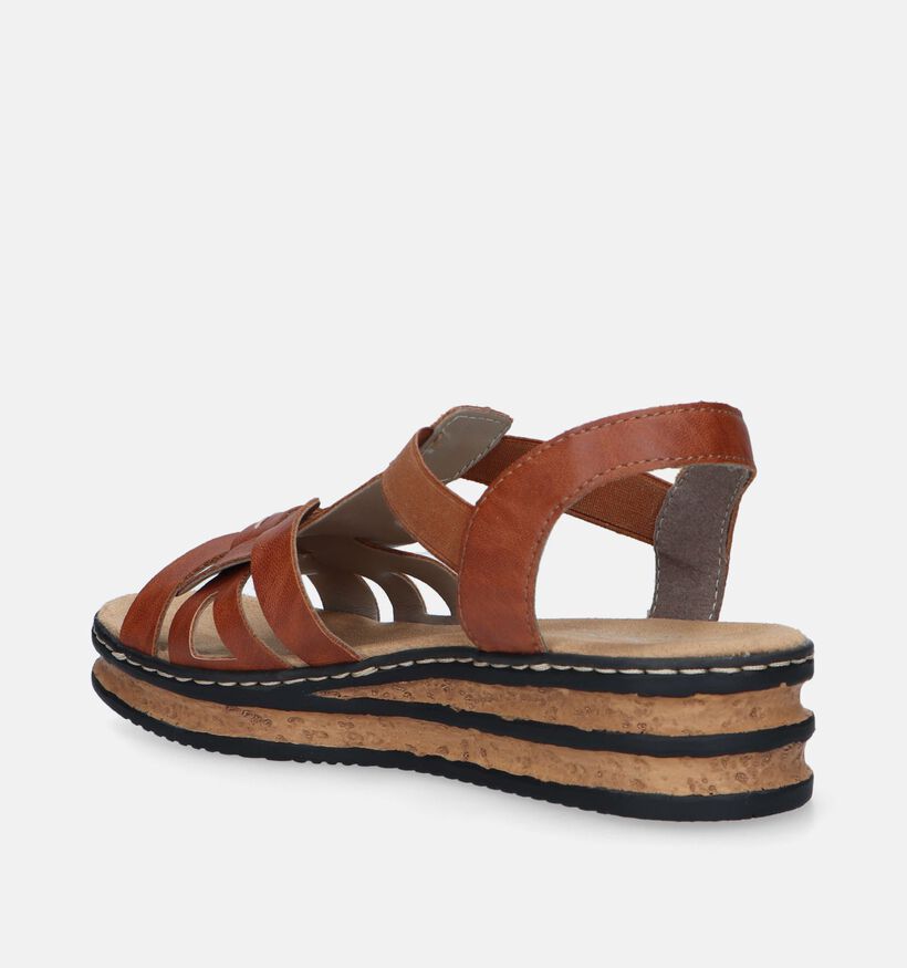 Rieker Cognac Sandalen met sleehak voor dames (339081)