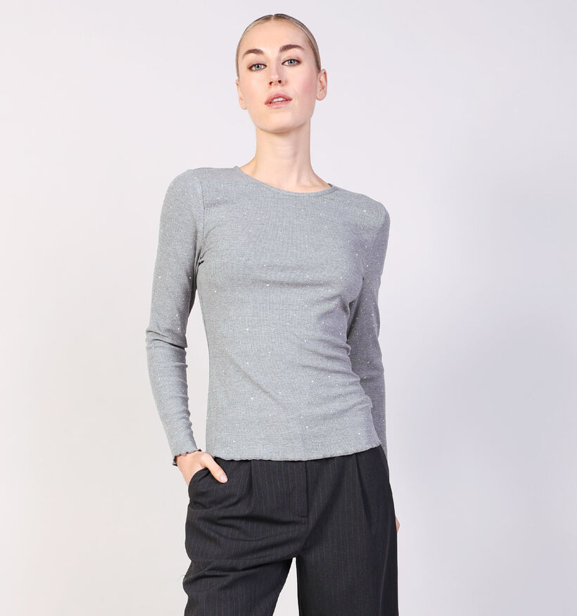 Desires Liv Grijze T-shirt met Lange Mouwen voor dames (365837)