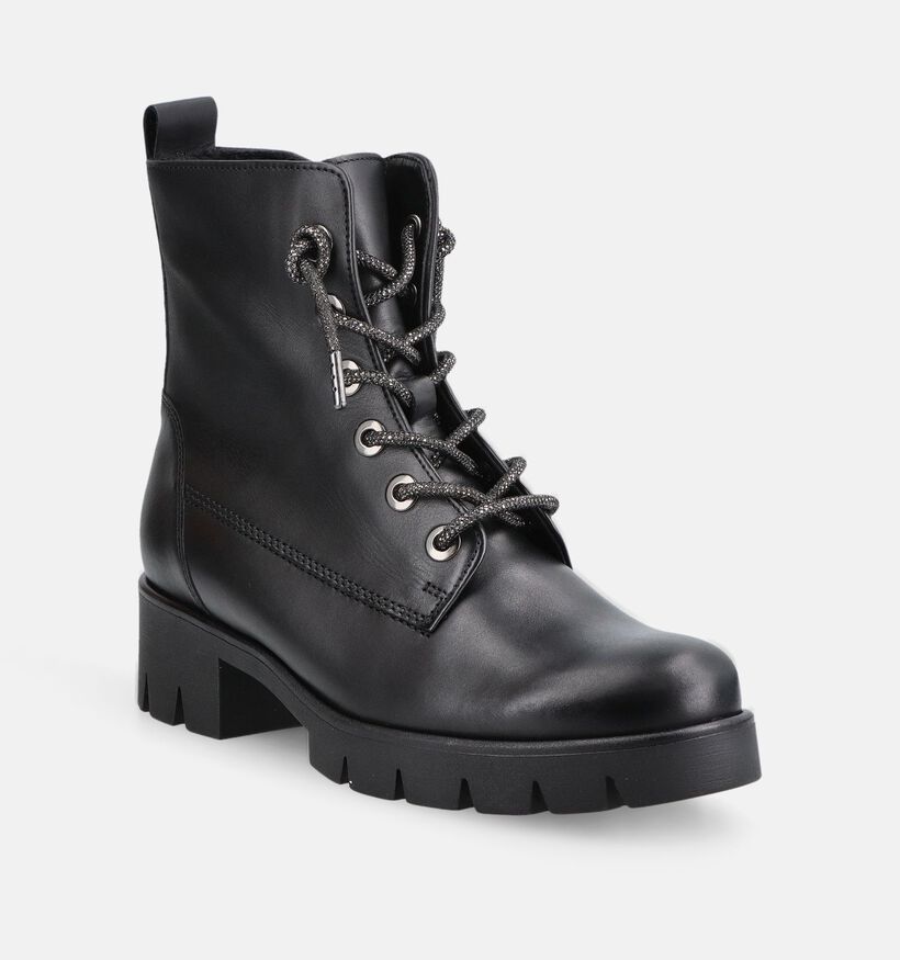 Gabor Comfort Zwart Boots met Veter en Rits voor dames (380062) - geschikt voor steunzolen