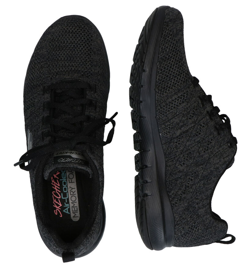 Skechers Flex Appeal Zwarte Sneakers in stof (277898)