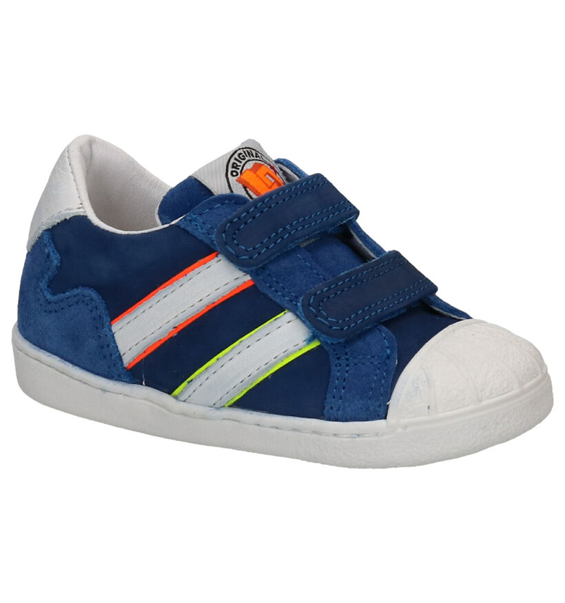 Little David Pablo Blauwe Velcroschoenen in leer (273223)