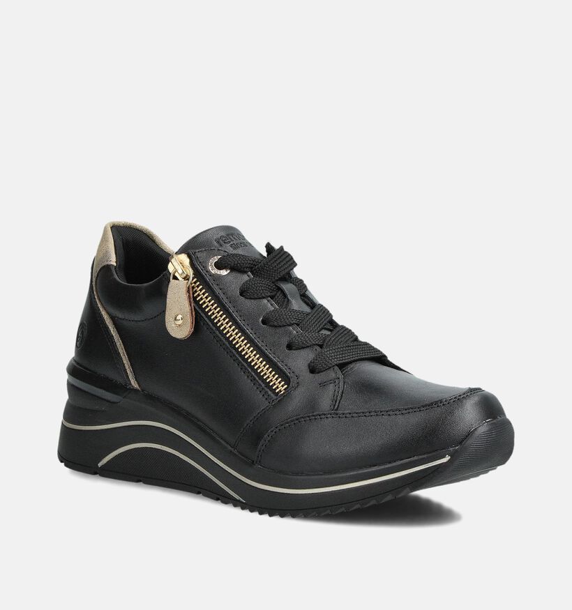 Remonte Zwarte Sneakers Veter en Rits voor dames (360393) - geschikt voor steunzolen